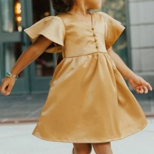 Ivy City Co Mini Vienna Dress Gold Satin Bow